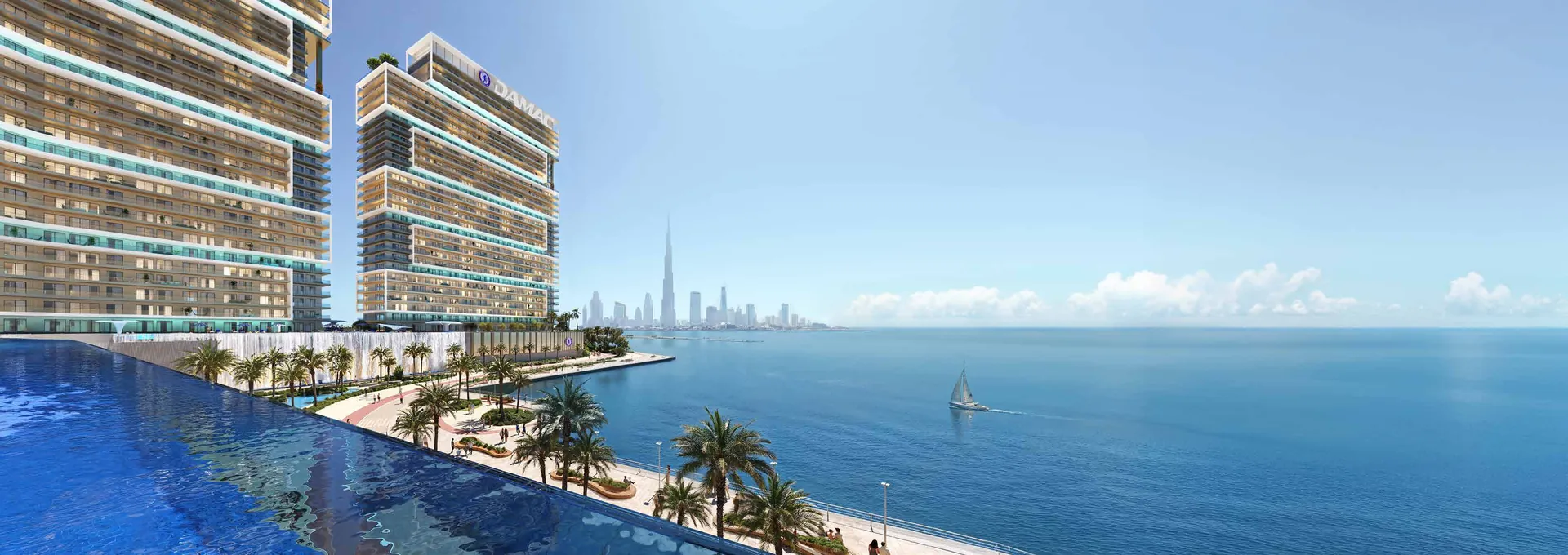المسبح اللامتناهي المطل على البحر وأفق دبي